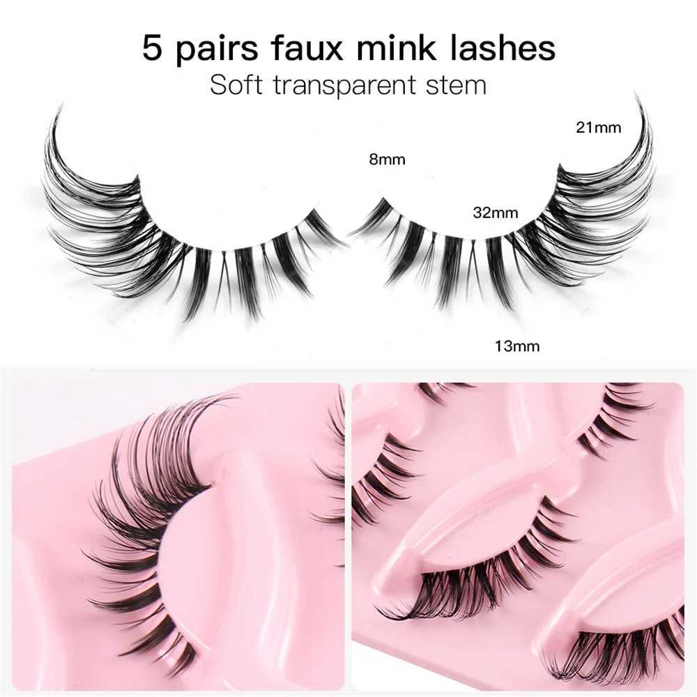 5 pairs of 3D wingtip eyelash extension transparent dry cat eye eyelashes Fox false eyelashes cartoon eyelashesW241024
