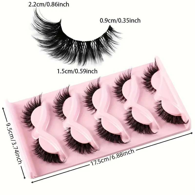 5 pairs of cat eye false eyelashes - hypoallergenic natural long cartoon eyelashes with wing tips that can extend the appearance of the eyesW241024