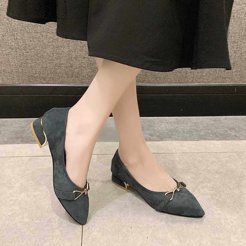 High Quality Comfortable low heel womens work shoes summer Fi Pointed toe womens pump simple and versatile shallow mouth shoes T241024