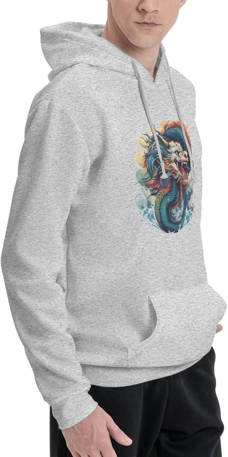 Hoodie for Mens Funny Cartoon Chinese Dragon Print Hoodie for Women Men Animals Hoodies Sweatshirt Clothing Graphic Leisure warmth