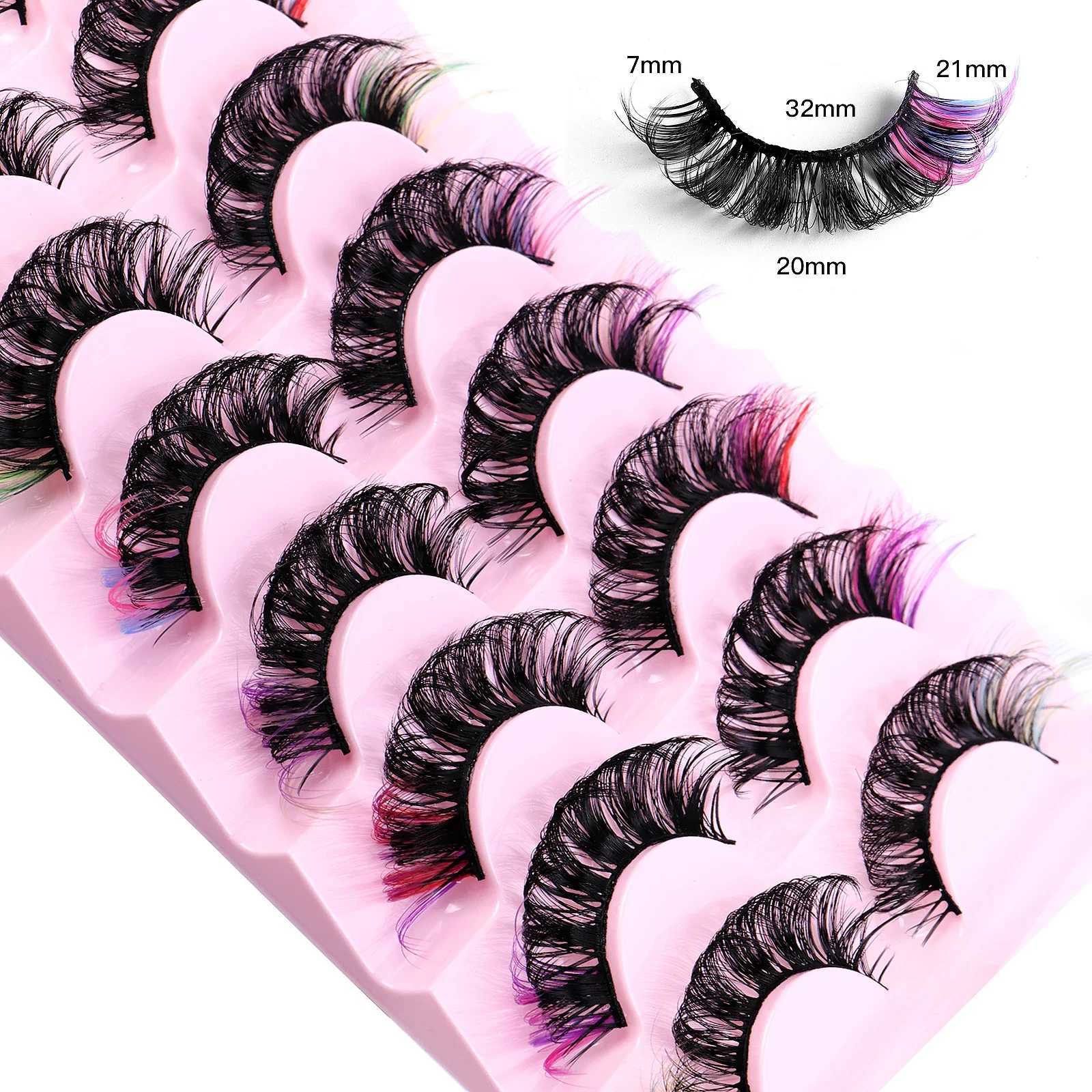 8 pairs of mink colored false eyelashes dramatic eyelash extension natural fluffy eyelashesW241024