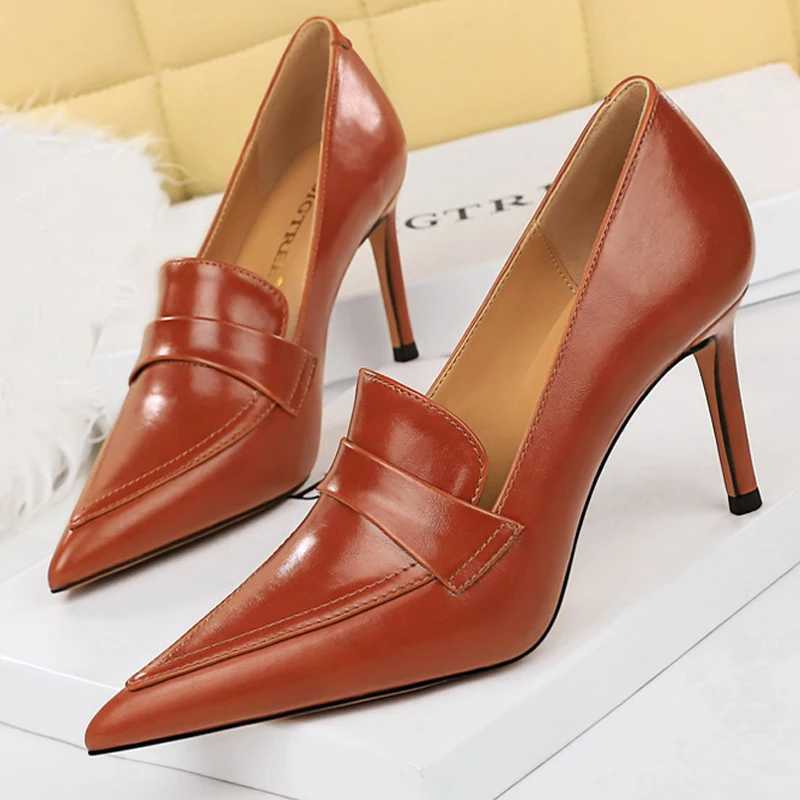 High Quality BIGTREE shoe corner toe womens pump leather shoes high boots Versatile slim high heels elegant womens high heels womens shoes T241024