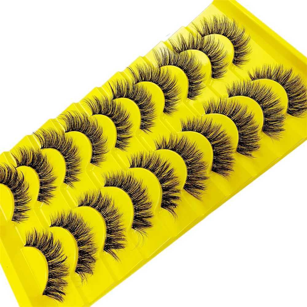 10 pairs of transparent eyelashes with natural Wispy fluffy appearance Russian striped eyelashes 3D effect cat extended false eyelashesW241024