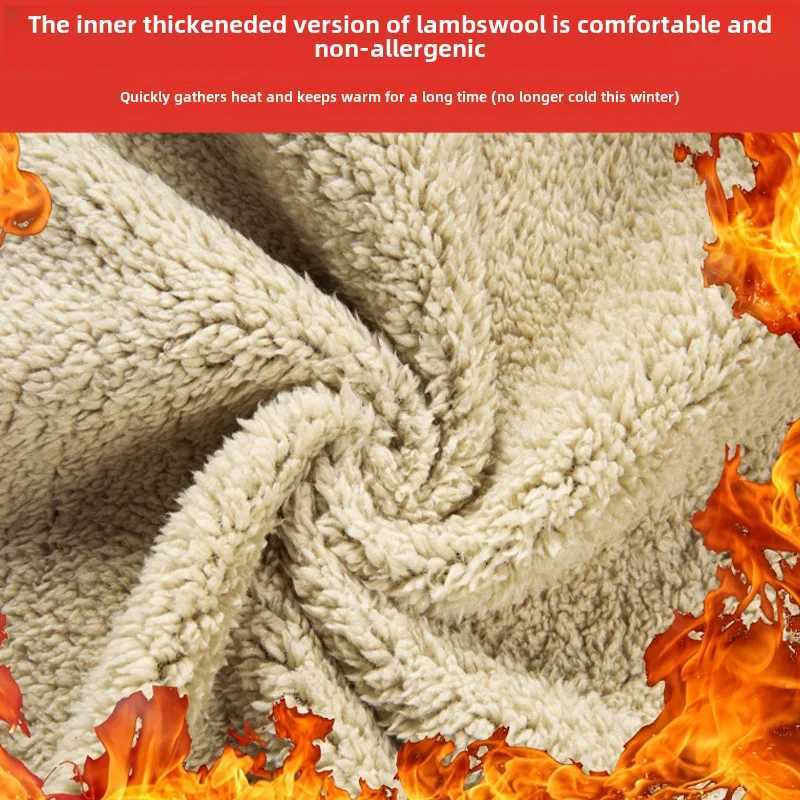 Autumn and Winter New Mens Flce Lined Thick Sweatshirt Open Collar Hoodie Zipper Casual Jacket Warm Lambswool W241024