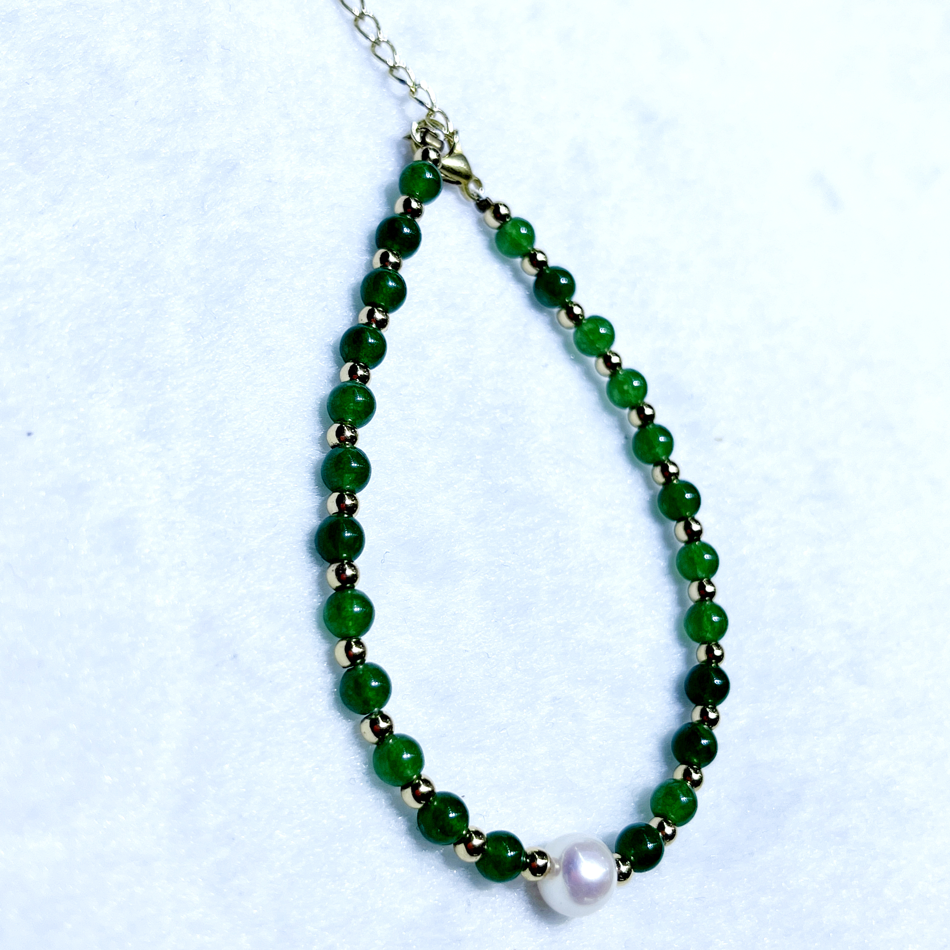 New Arrival Trendy Adjustable Bracelets Elegant Delicate Pearl Bracelets Bright Green Natural Stone Bracelets for Women