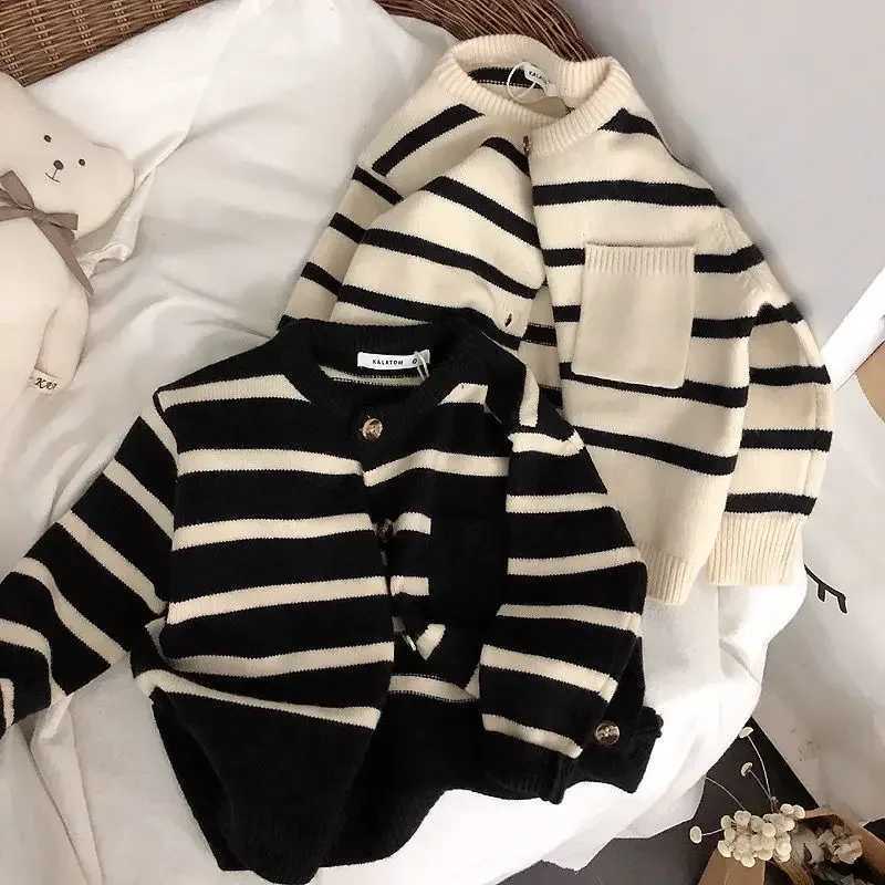 Childrens soft wax striped sweater cardigan suitable for boys and girls in spring and summer W241025
