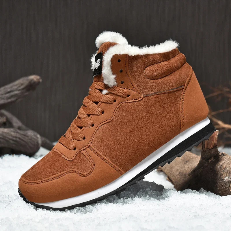 Winter mens ankle boots warm plush snow boots unisex womens outdoor non slip hiking shoes big size 47 48 shoes 241024