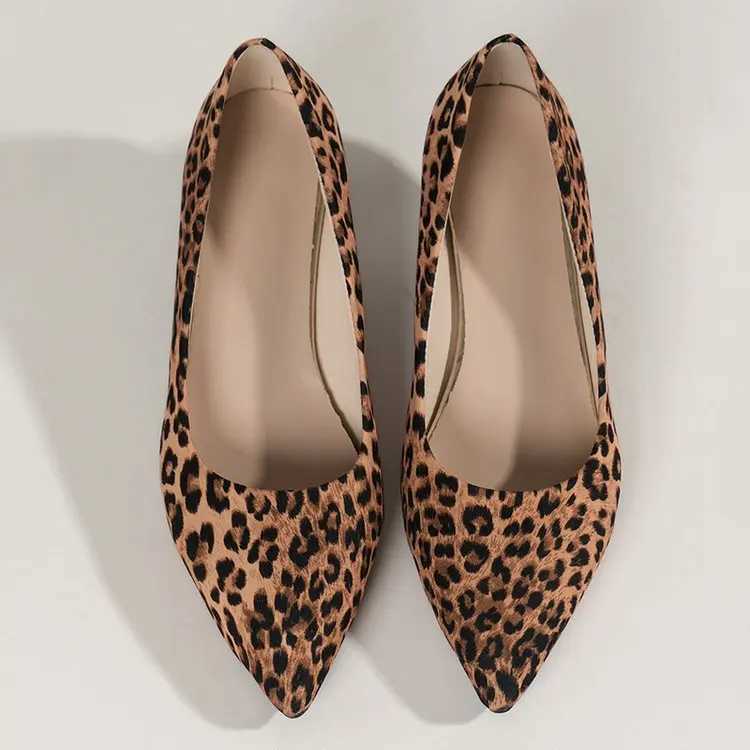 High Quality new Plus size 43 sexy and elegant womens shoes Fi leopard print Pointed toe thin high heels sandals Chaussure womens pump T241024