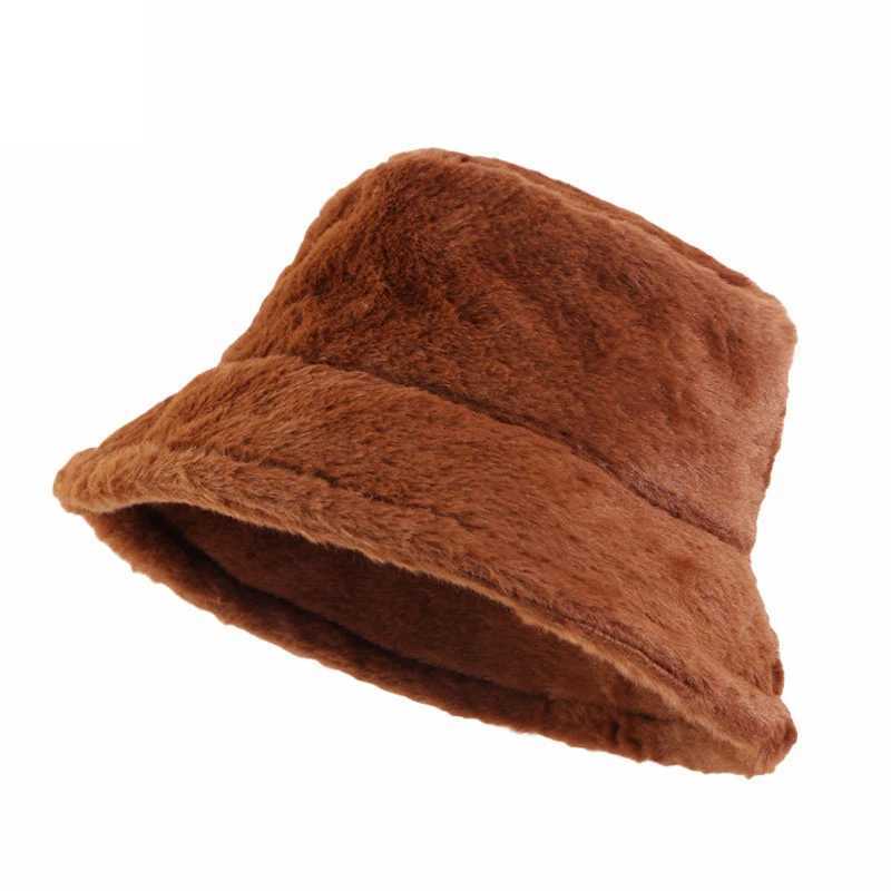 Fashion Imitation Rabbit hair fisherman hat women winter basin hat head round plush senior sense face small bucket Hat CapX241025