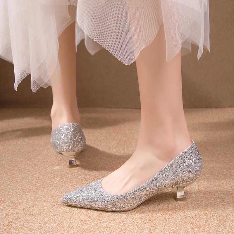 High Quality Crystal Wedding Shoes for Women New Gold Wedding Bridal High Heels Bridal High Heels T241024