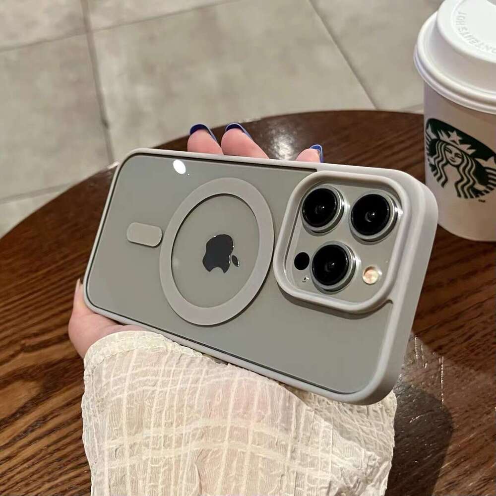 Suitable for iPhone 16 phone case acrylic magnetic suction Apple 15 Macaron silicone anti drop transparent protective cover 14