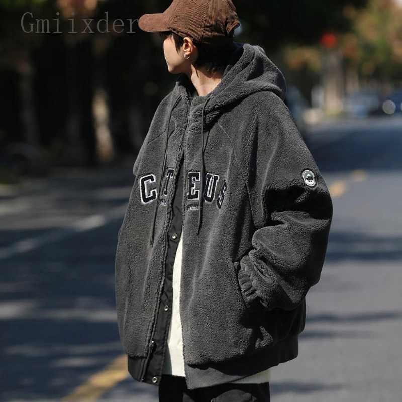 Winter American Mens and Womens Park Reversible Imitation Sherpa Apron Coats Thickened Imitation Cashmere Park Preparatory Students W241024