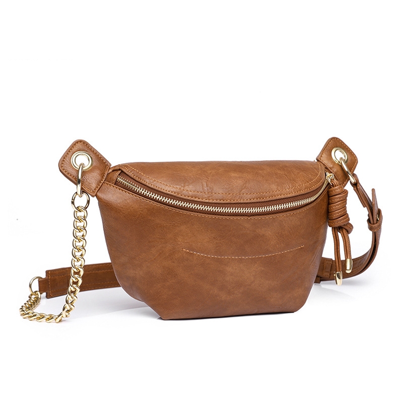 Women's Fashion Bag: Vintage Style Crossbody Bag, Retro PU Leather Chest Bag With Chain Waist Strap - Lightweight For Daily Use New Free Delivery