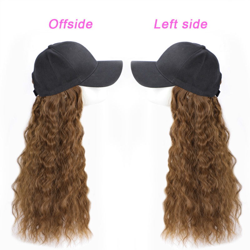 Wigs for women hats one-piece long curly hair caps for all seasons universal synthetic hair
