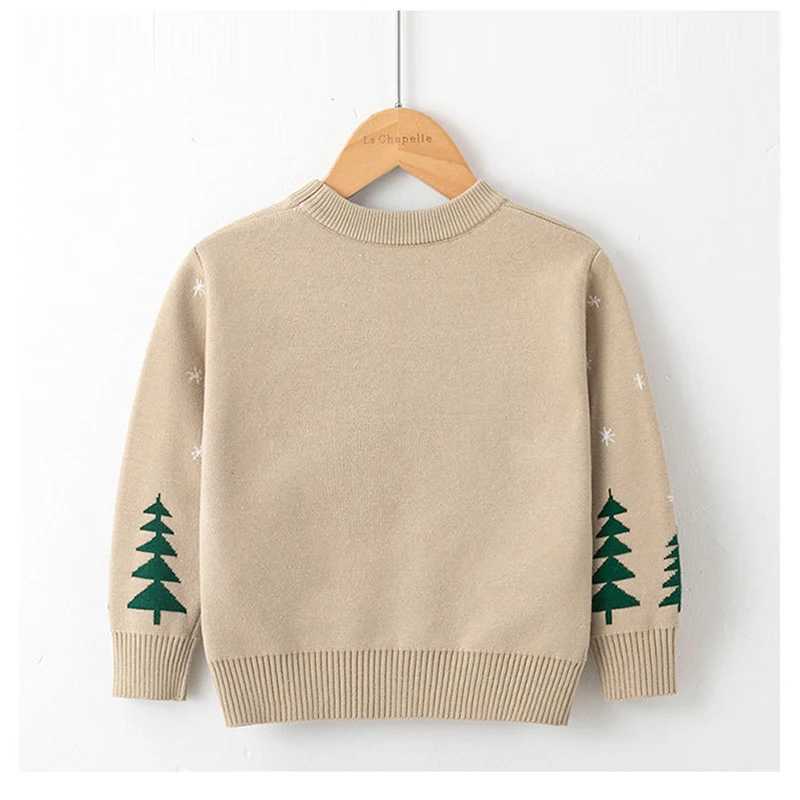 2024 New Winter Boys and Girls Sweaters 2-8 Years Thick Knitted Bottom Deer Pattern Childrens Christmas Gift W241025
