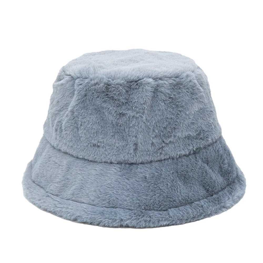 Faux fur Winter Bucket Hat For Women High Quality Solid Warm Female Cap Outdoor Sunscreen Sun Fisherman Hat Panama Lady CapX241025