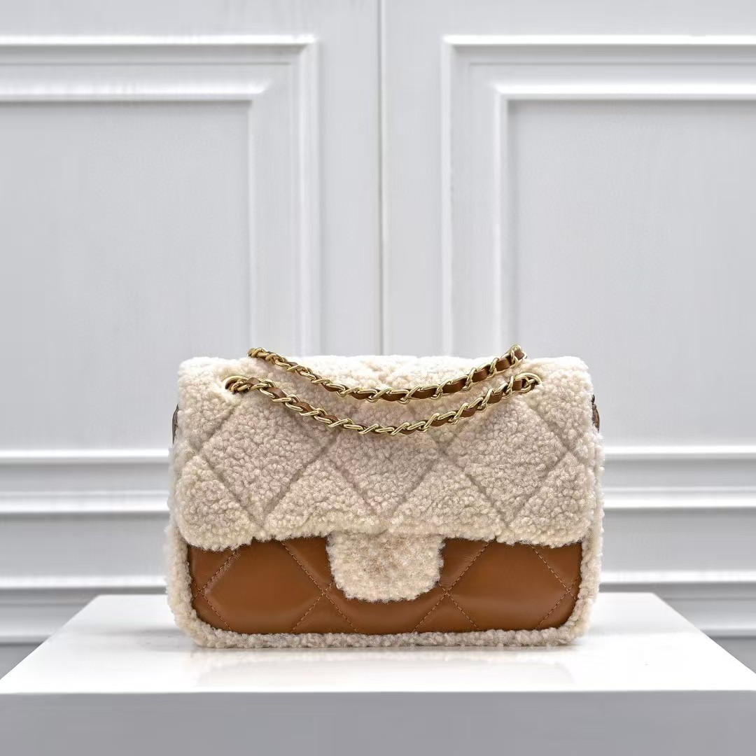 24K Lamb Wool Women Winter Shoulder Bag Fashion Flap Crossbody Bags Designer Wallet Leather Plaid Luxury Purses And Handbags Chain Belt Pochette Underarm Bags1118