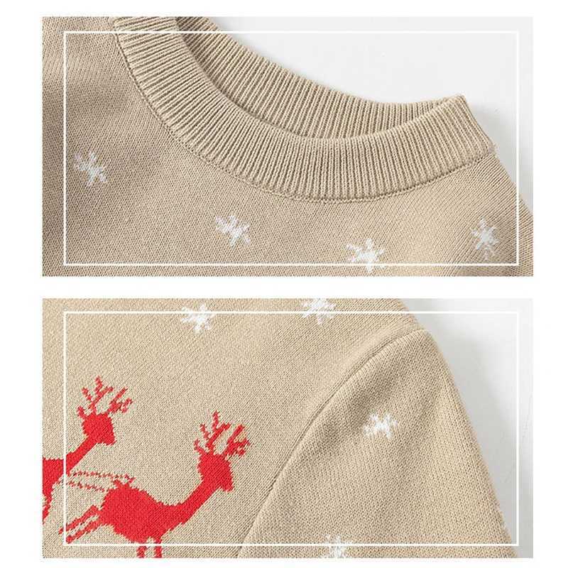 2024 New Winter Boys and Girls Sweaters 2-8 Years Thick Knitted Bottom Deer Pattern Childrens Christmas Gift W241025