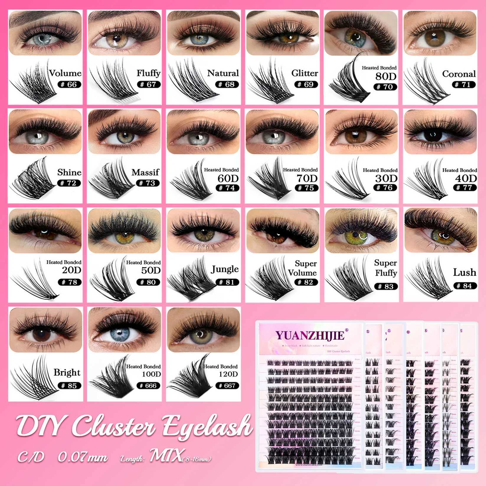 12 line ultra fluffy YUANZHIJIE DIY eyelash cluster personal eyelash bundle advanced material multi-point natural eyelashesW241024