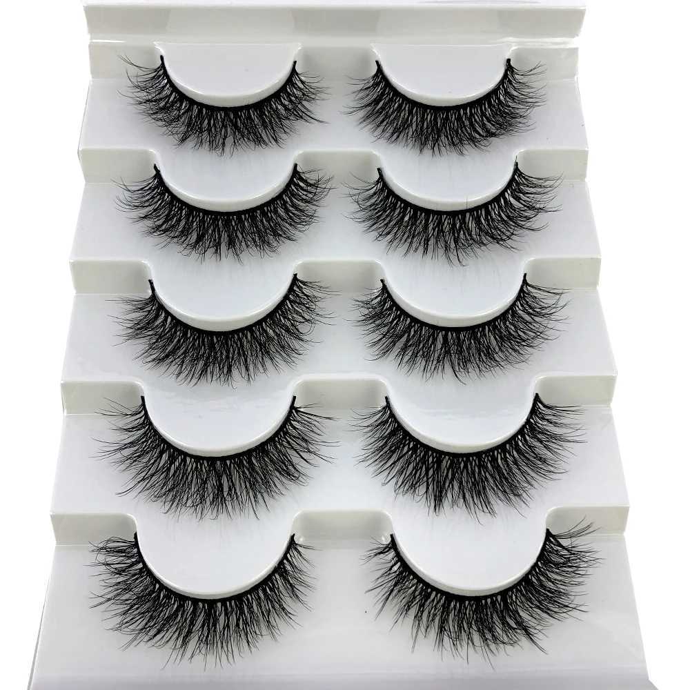 5 pairs of 3D mink eyelashes fake eyelashes fluffy and thick cross shaped Wispy natural mink eyelashes mink soft eyelash extension products makeup set