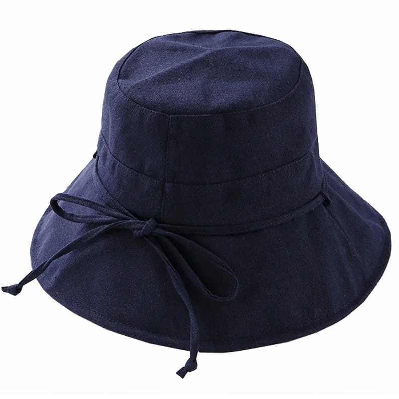Summer Cotton Black Solid Color Simple Bob Hip Hop Bucket Hat Mens Womens Panama Beach Fishing Casual Sun Cap Fisherman CapsX241025