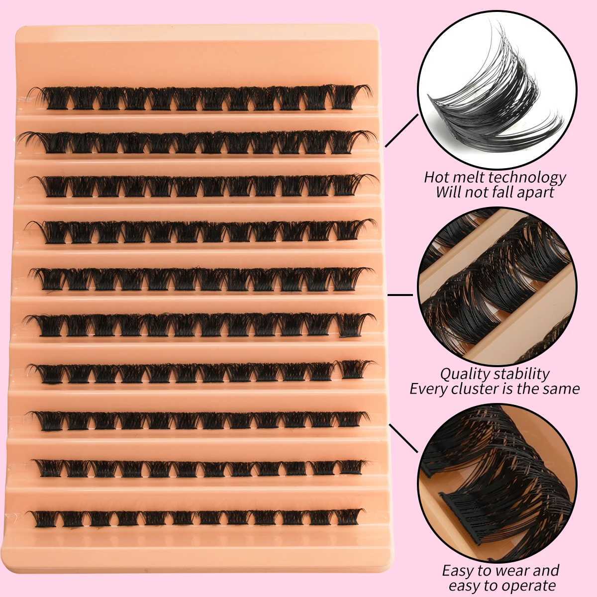 DIY eyelash extension kit 120/200pcs personal eyelash clusters 8-16mm mixed eyelash cluster adhesive and sealing as well as eyelash applicationW241024