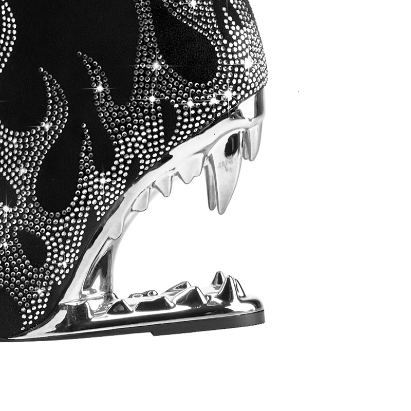 Kaky's New Pointed Rhie Wolf Teeth Heel Women's Large Long High Barrel Fashion Boots