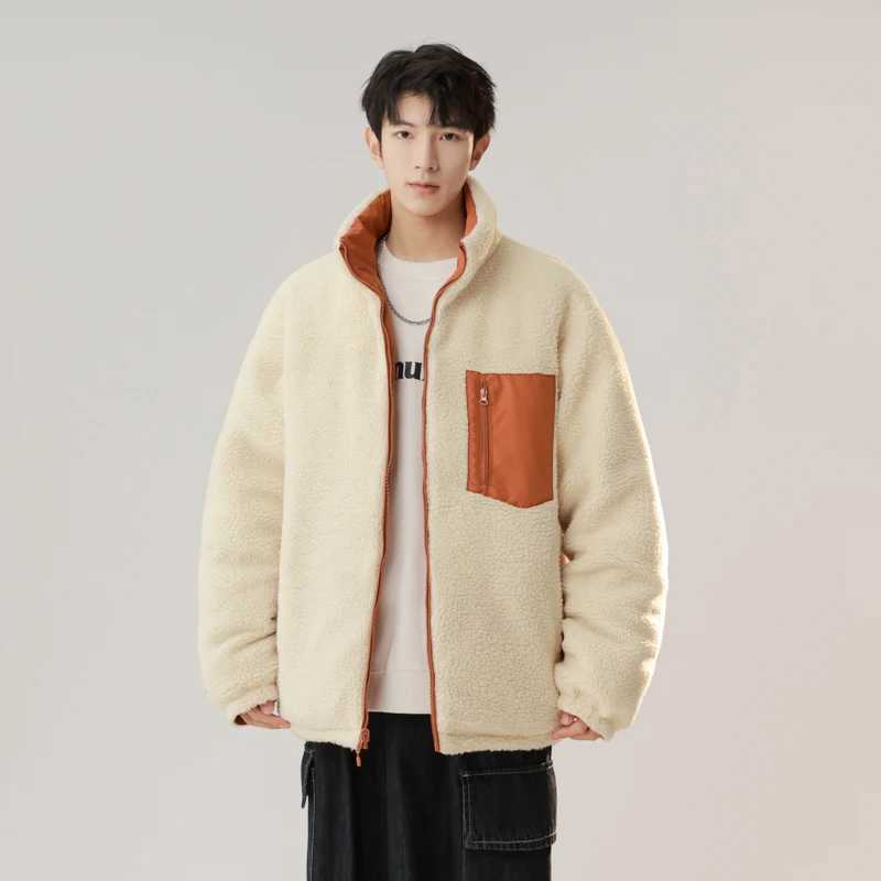 Winter mens wool outdoor jacket double-sided jacket mens thick fur warm and comfortable jacket collar Flce jacket W241024