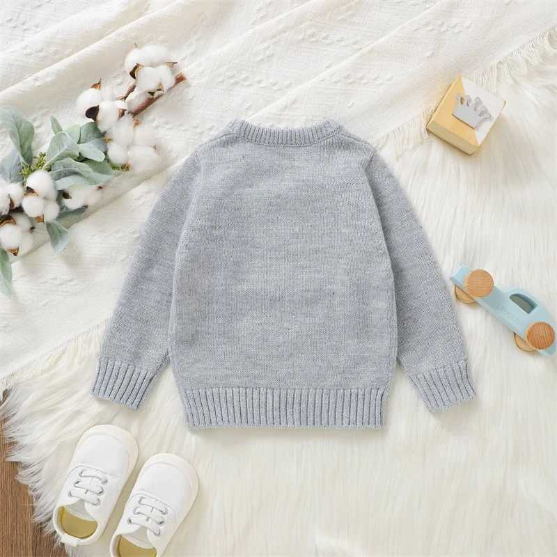 Winter Baby Christmas Sweater Long Sleeve Round Neck Red Truck Printed Knitted Pullover Top for Preschool Girls and Boys Sweater 0-3Y W241025