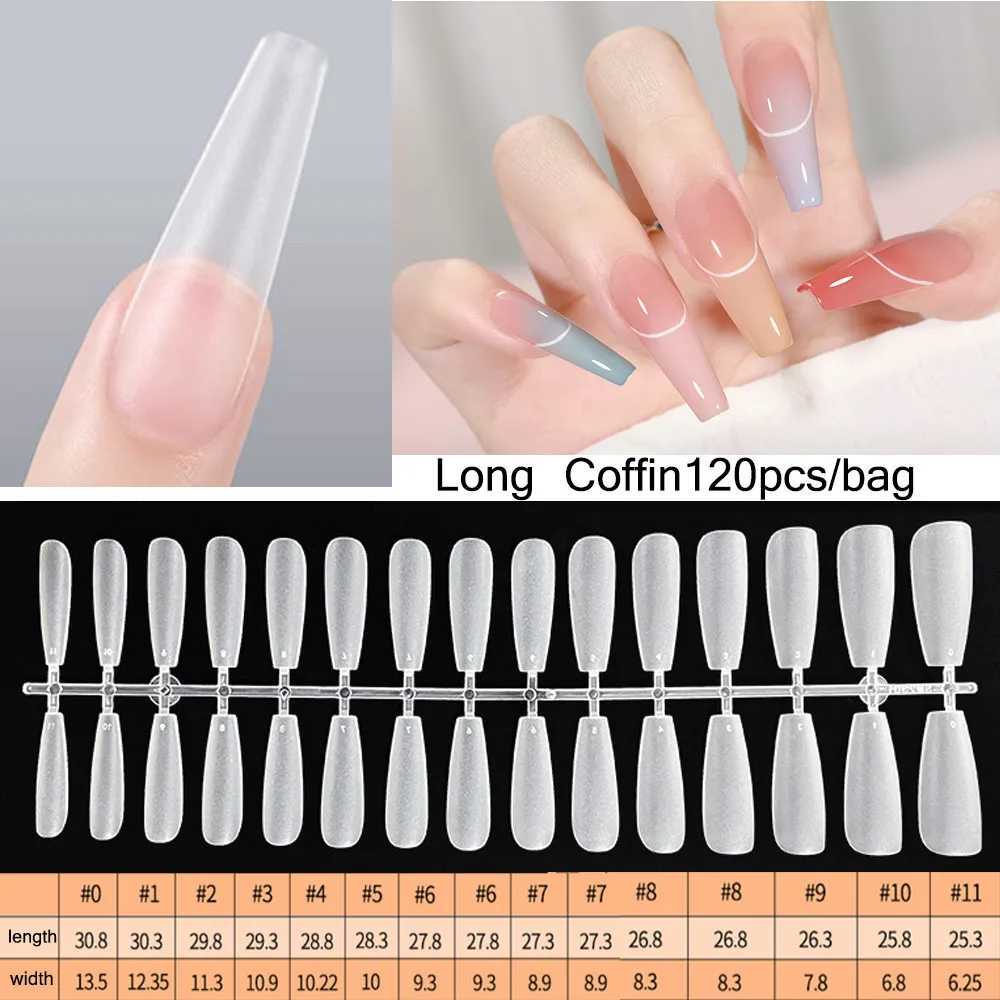 120pcs/Bag Nail Tips Coffin Press on Nail Clear Full Cover Fake Nail Artificial Long press on nailsXJ241025
