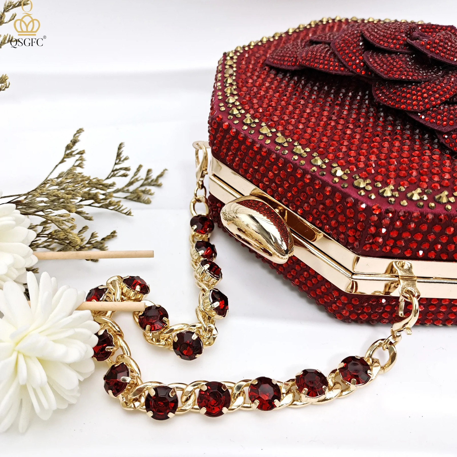 QSGFC African style evening shoes and bags equipped with handmade petal clutch toe midsole womens shoes 241024