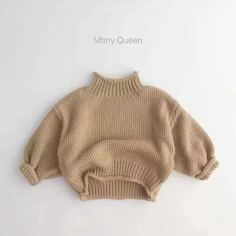 Childrens sweater autumn winter boys and girls fashion treasure Korean version retro knitted turtle neck puller 80-140cm W241025