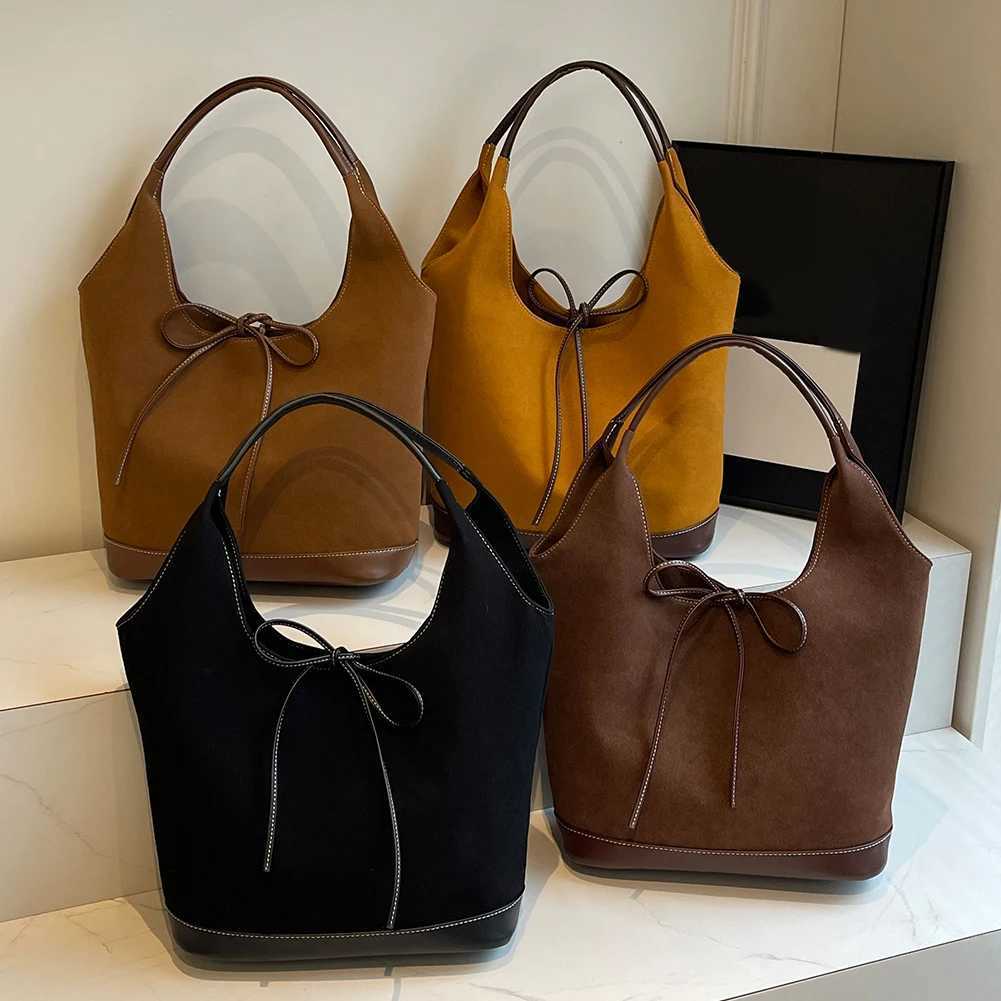 Women Pu Tote Bag Fashion Bucket Large Capacity Designer Shoulder Bags Hasp Closure Suede Purse Work 241025