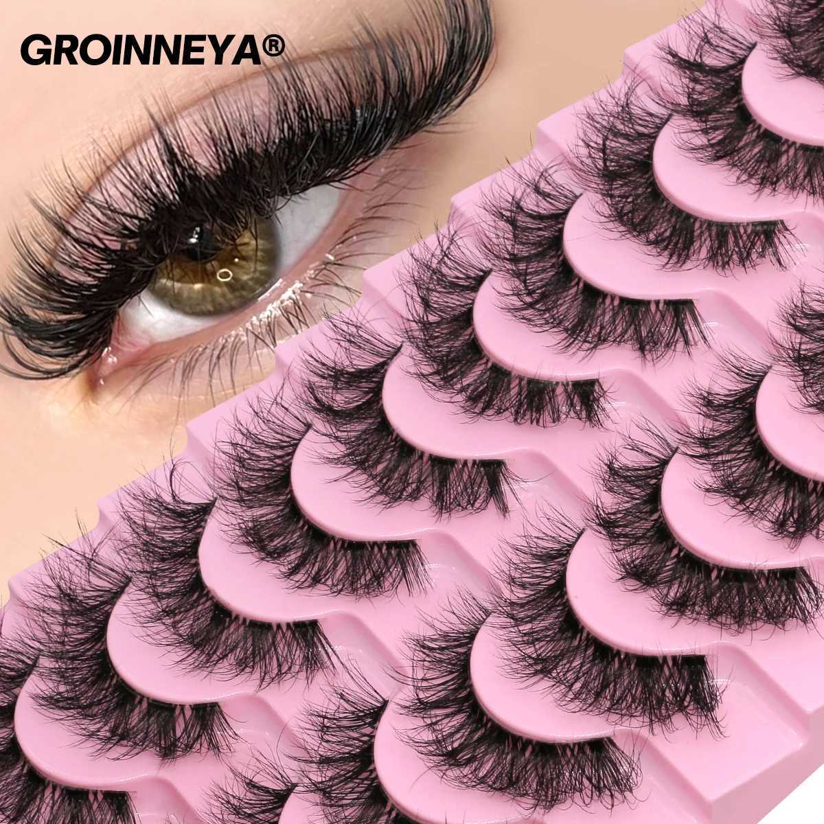 Groinneya Fluffy Eyelash 5/10 Natural False Eyelash Long Makeup Reusable 3D Curled Eyelash Extension EyelashW241024