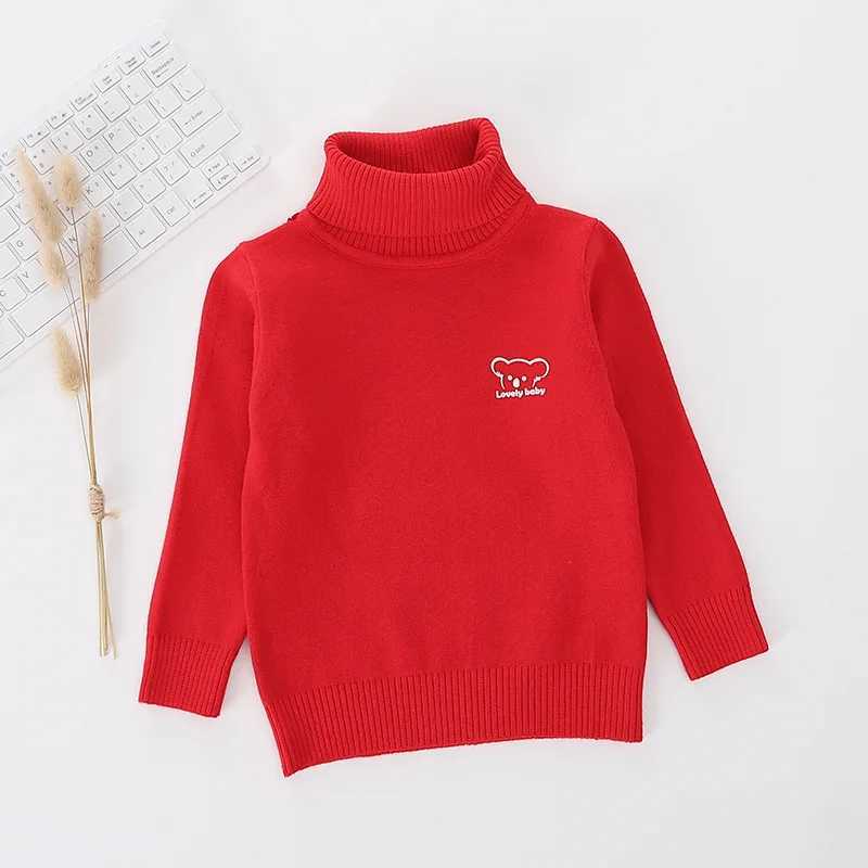 Autumn childrens knitted sweater pure cotton turtle neck underwear suitable for boys aged 1-12 W241025