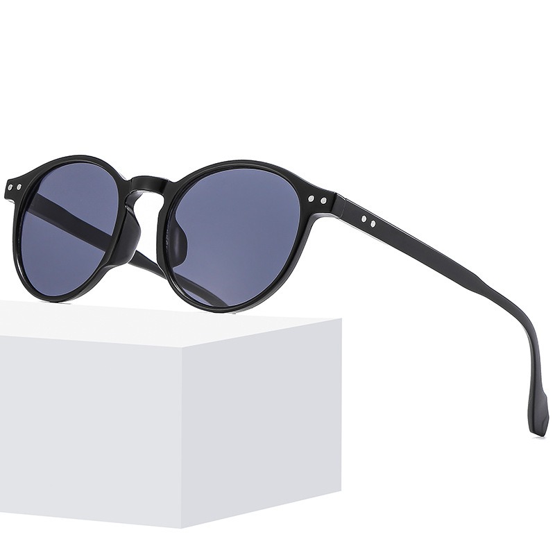 Frame Round Rice Nail European and American Cross-border 2024 New Fashion Trend Street Photography Concave Shaped Hip-hop Sunglasses