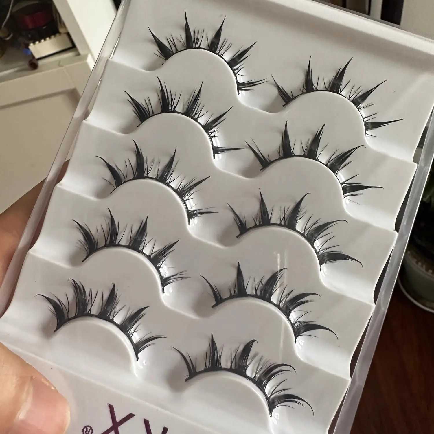 5 pairs of 3D natural false eyelashes role-playing cross black eyelashes extension makeup toolW241024