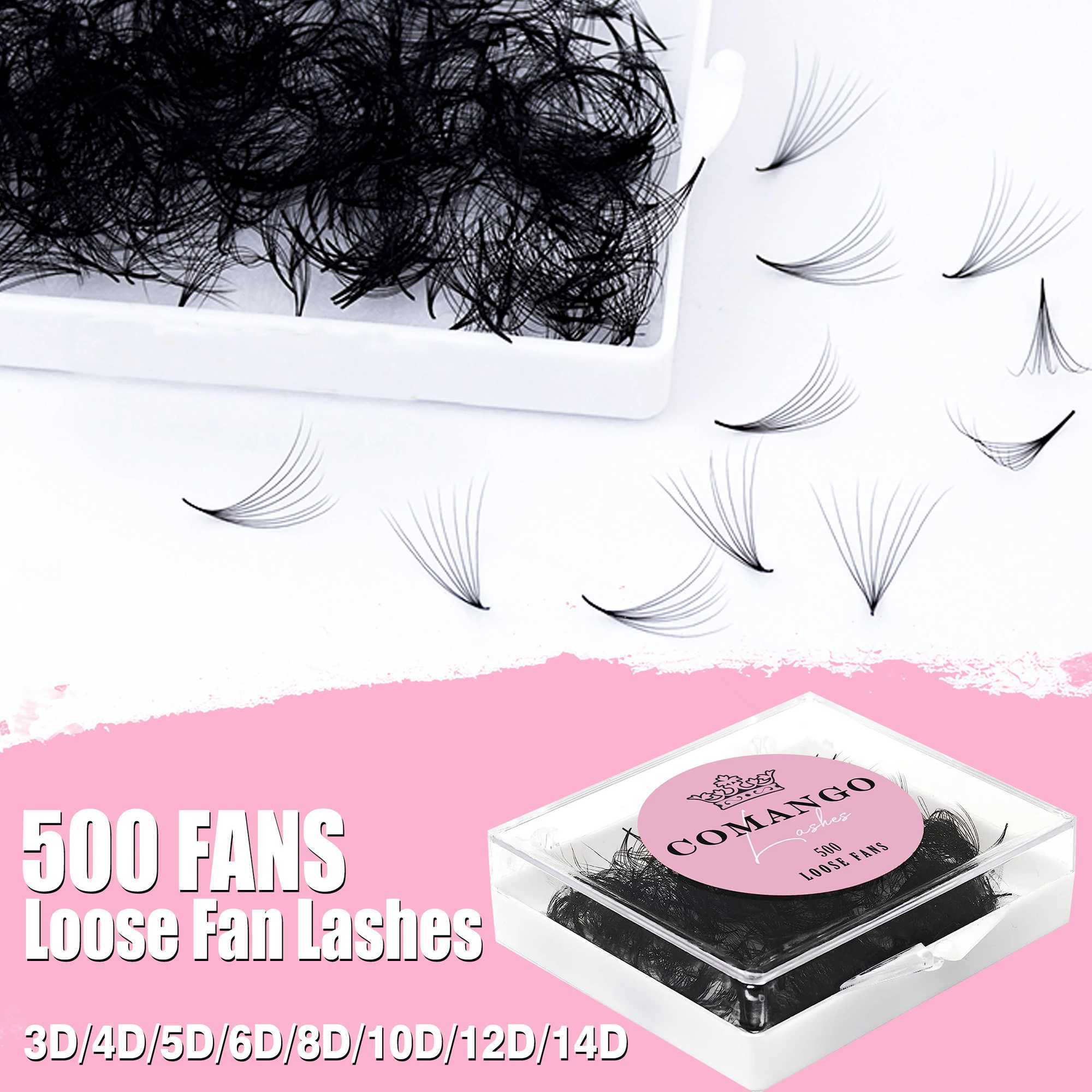 CoMango 500Fans Promade Fans Eyelash Extension Batch 3D 6D 10D 12D 11D 16D Point Drying 0.05/0.07 C/D Curling Pre made Volume FansW241024