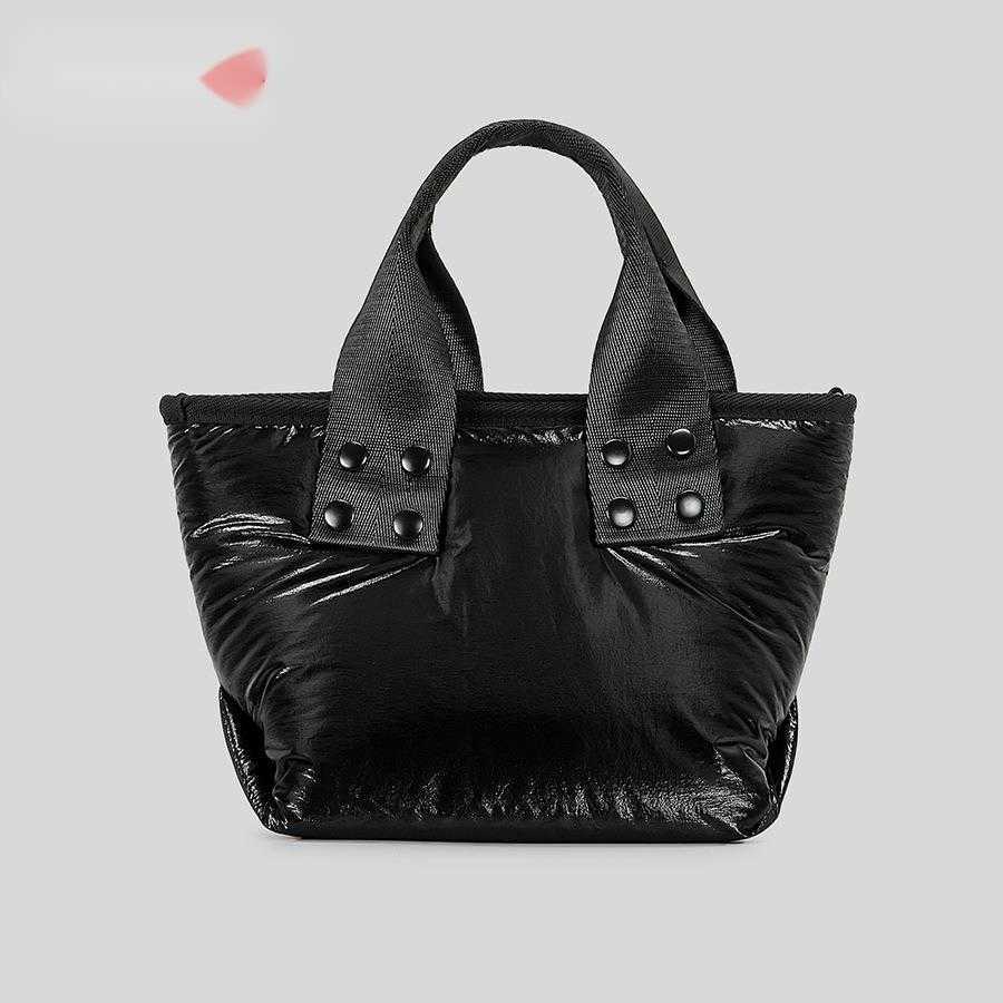 silver glossy cotton suit tote bag, high-end solid nylon handbag, small one shoulder crossbody 241015