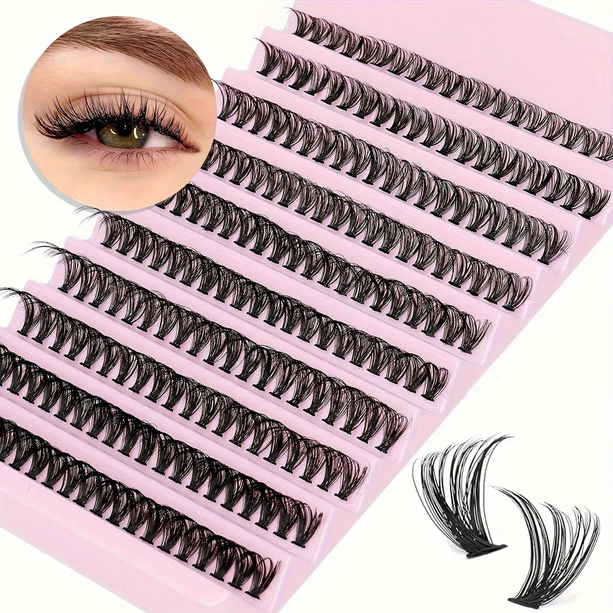 200pcs eyelash clusters natural appearance Wispy eyelashes 9-16mm D curly eyelashes extended fluffy 3D thick volume false eyelashesW241024