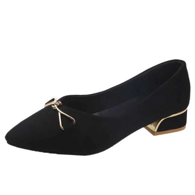 High Quality Comfortable low heel womens work shoes summer Fi Pointed toe womens pump simple and versatile shallow mouth shoes T241024