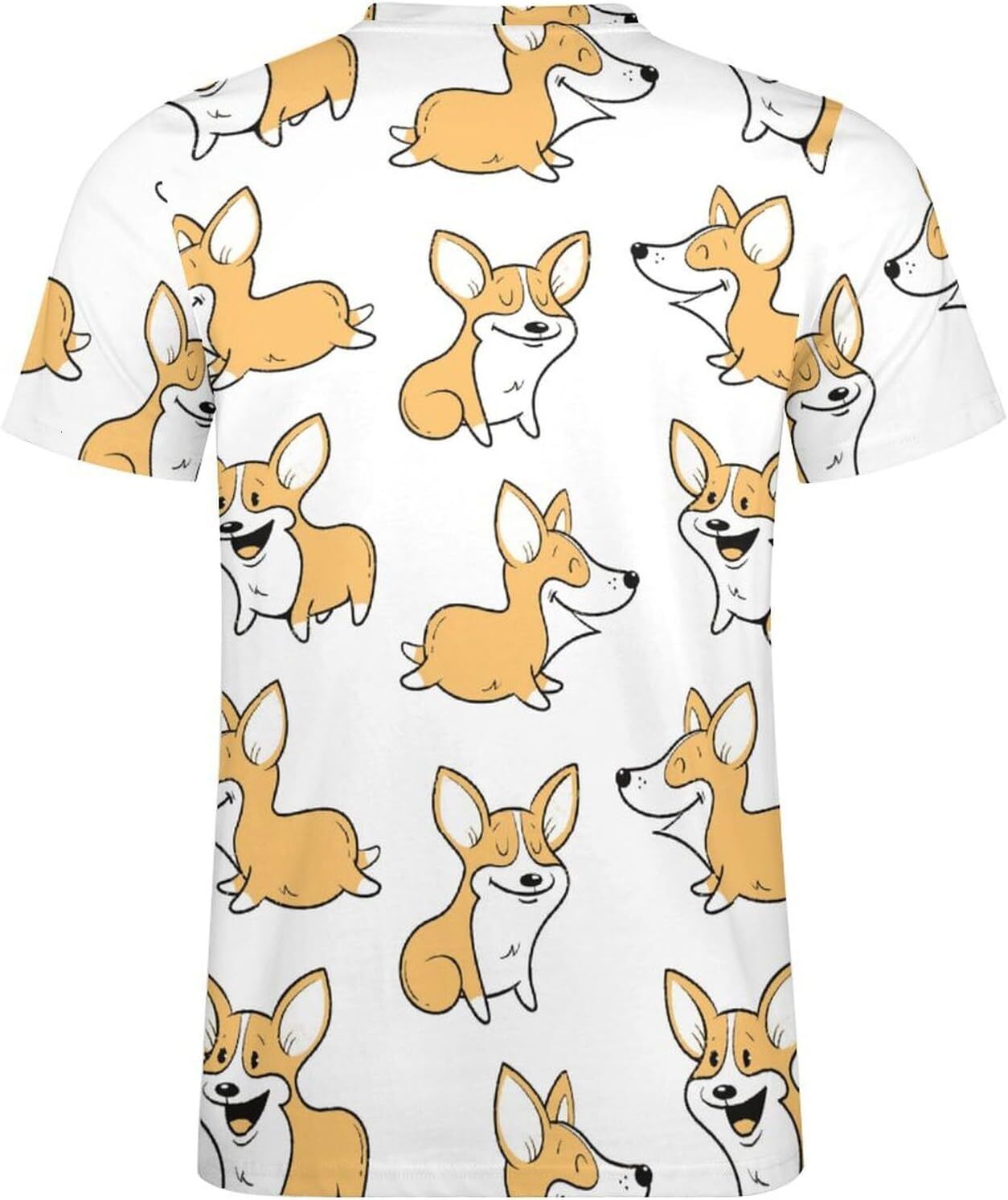 Mens T shirt Cute Little Corgi Puppy Pattern Cotton T-Shirt 3D Printed Casual Shirt Men's Crew Neck T-Shirt tee Casual tops summer All-in-one fas