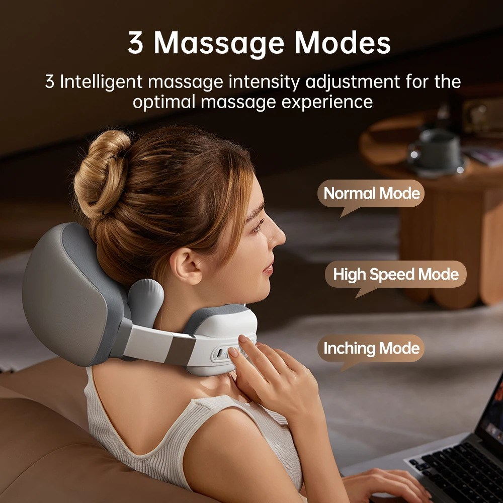 Cordless Neck Massagers with Heat for Deep Tissue Relaxation 3D Emulating Human Hand Skinfriendly Silicone Massage Heads Office 241024