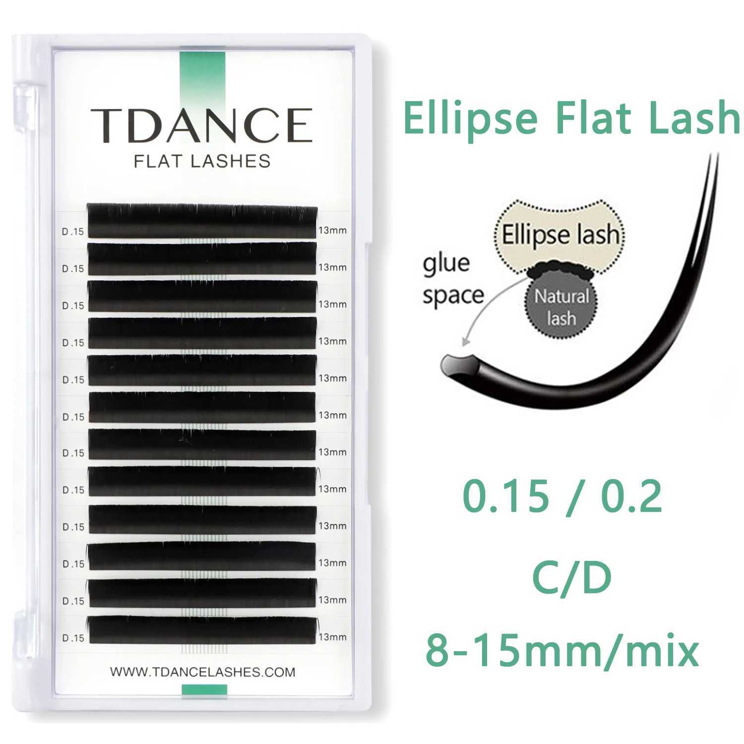 TDANCE 12 line 8-15mm elliptical flat eyelashes with matte split tip shape for personal natural eyelash extension suitable for professional productsW2