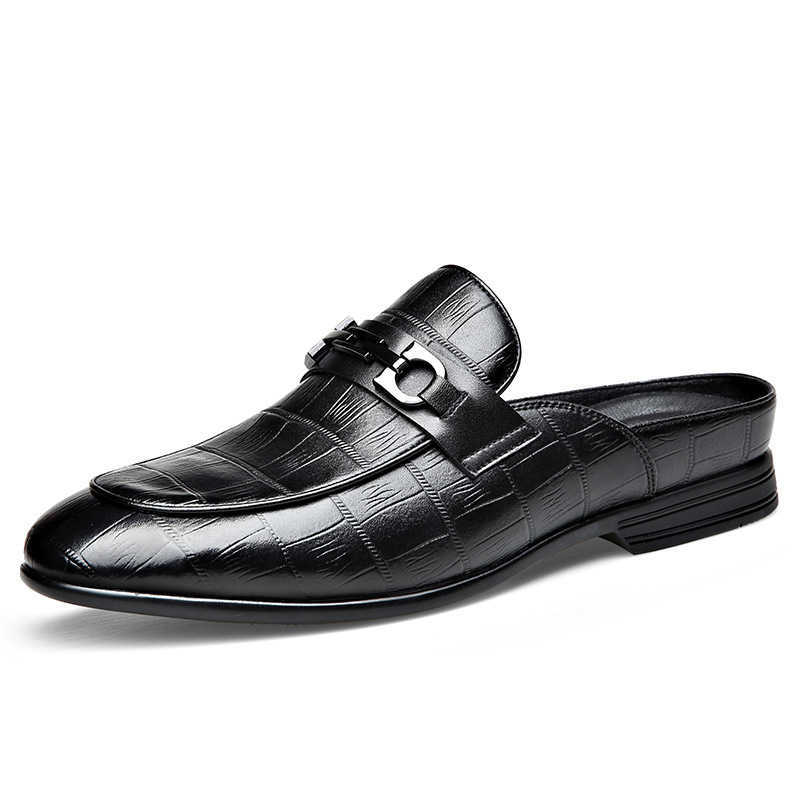 Men Dress Shoes New Mens Shoes With Leather Shoes Business Formal Small Leather Shoes Mens Embossed Bean Shoes Mens Business Half Slippers 241009