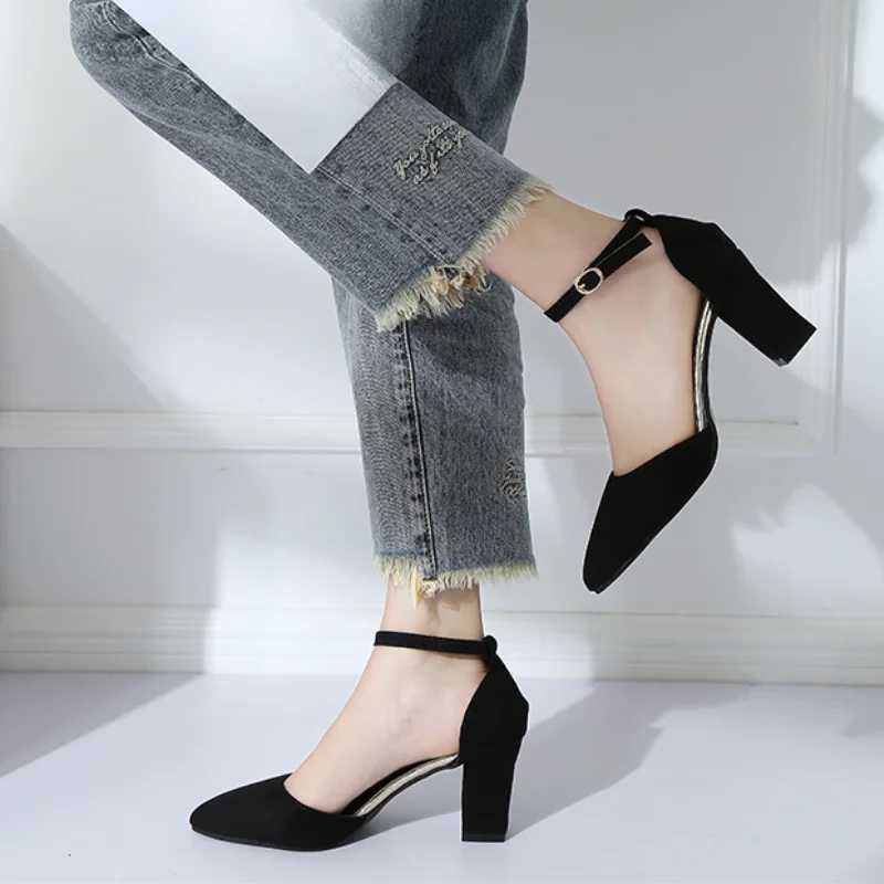 High Quality New Womens Pointed Elegant High Heels Thick High Heels Closed Toes Womens Sandals High Heels Womens Party Summer Spring T241024