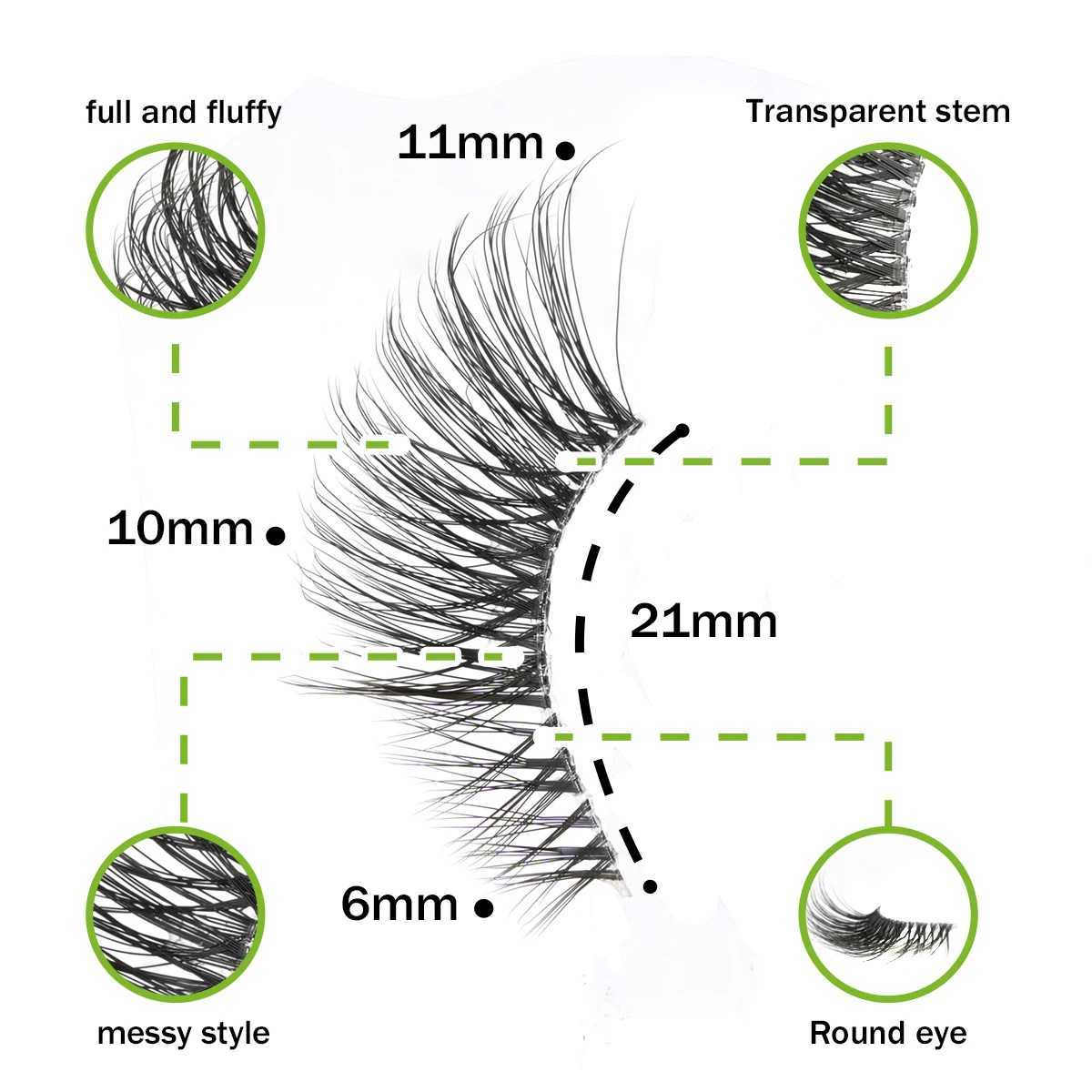6/10 Double Half Eyelash 3D Mink Artificial Mink Fluffy Eyelash Soft Full Thickness Wispy Eyelash Dramatic False Eyelash MakeupW241024