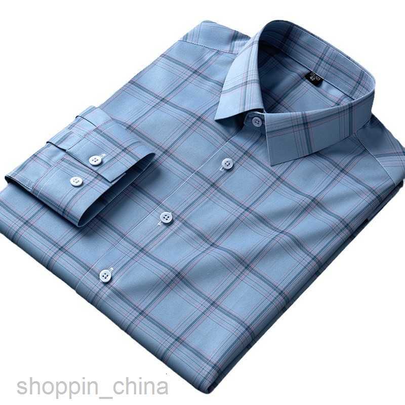 Men's Casual Shirts Bamboo Fiber Micro Elastic Shirt, Anti Wrinkle Long Sleeve Shirt for Middle and No Trace, No Ironing, Casual Men's Shirt