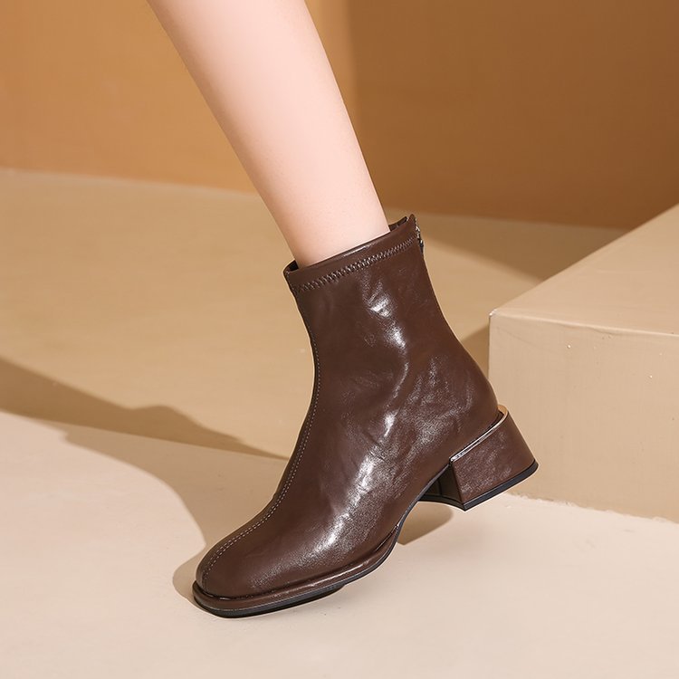 2024 Fashion Casual Leather Ankle Men Women High Heels Boots 2d0d