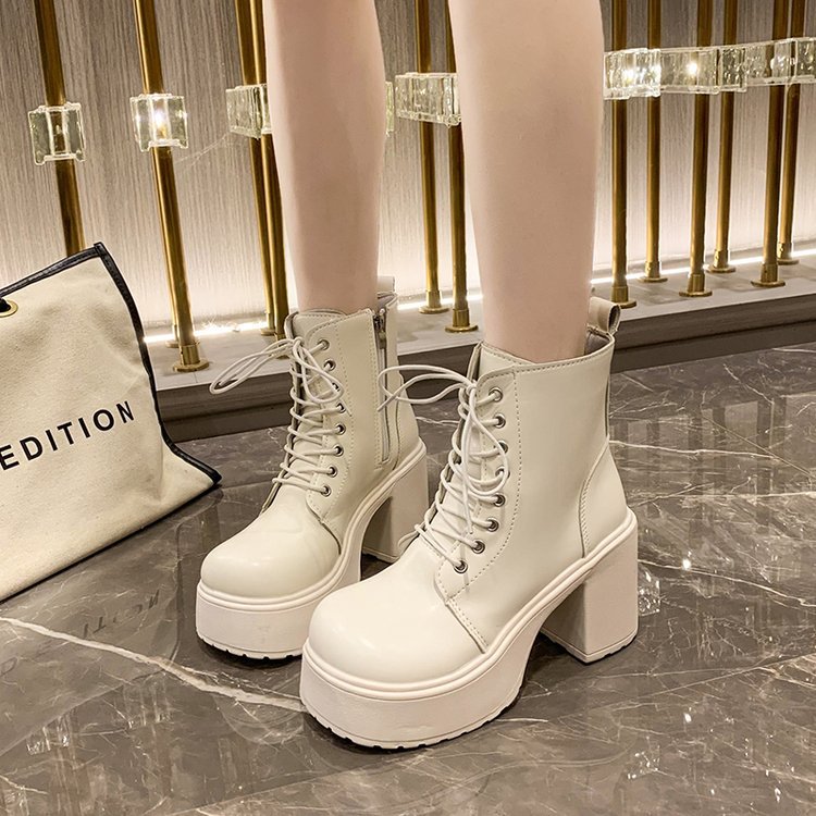 Women's Casual Leather High Heel Ankle Short Boots a64b